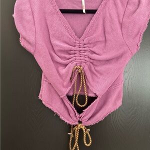 Free People Pink Ruched Blouse